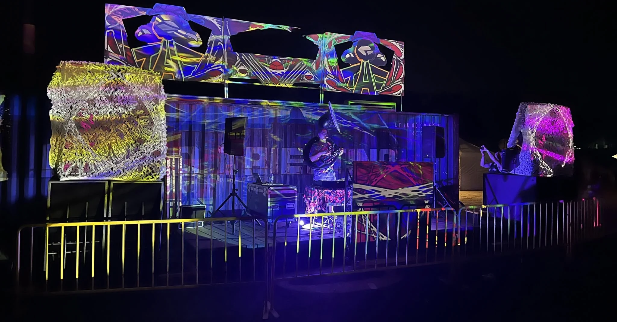Sousastep performing live with projection mapping at Homie 2024